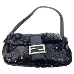 Fendi Baguette Vintage nera con paillettes e pelle