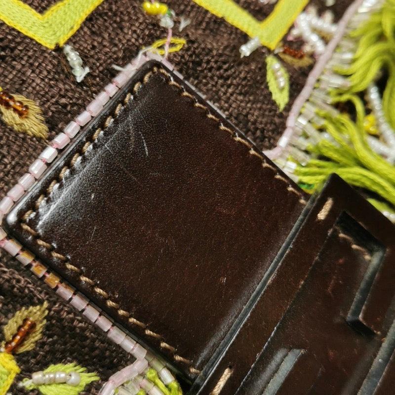 Fendi Baguette Vintage Brown Canvas with embroidery sequins mirrors and tassels 10