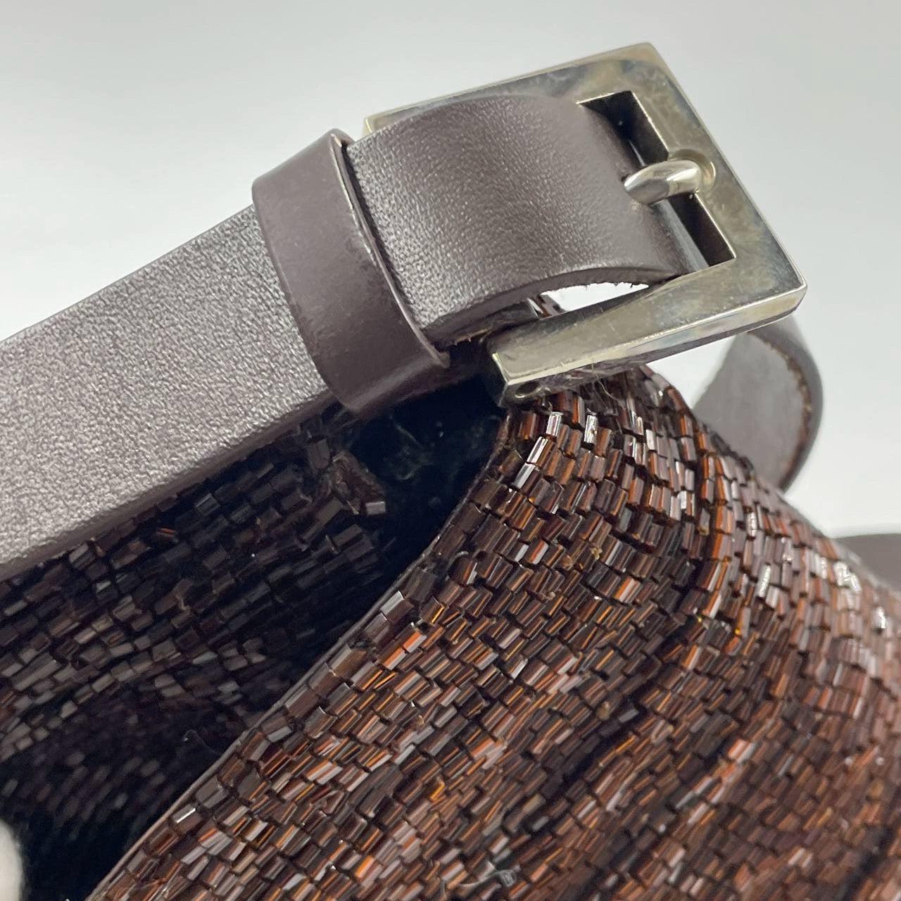 Fendi Baguette Vintage Chocolate Brown Glitter Beads 10