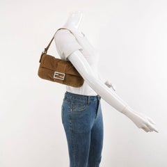 FENDI Baguette Vintage Corduroy Beige Brown Shoulder Bag