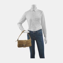 FENDI Baguette Vintage Corduroy Beige Brown Shoulder Bag