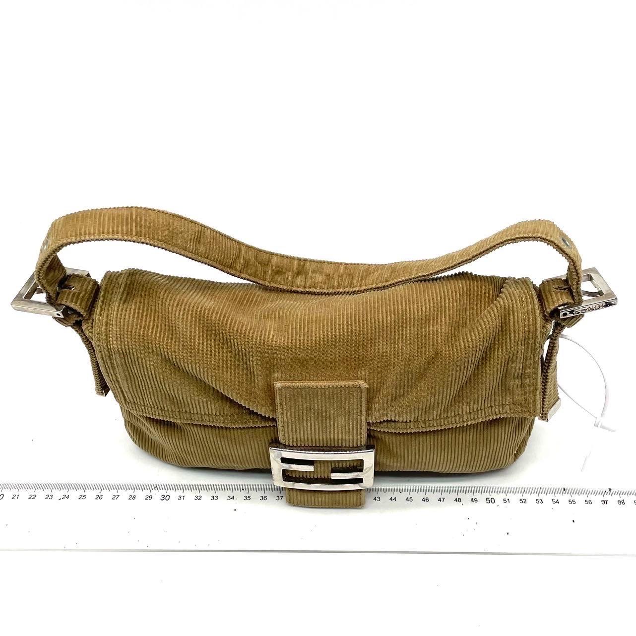 Women's FENDI Baguette Vintage Corduroy Beige Brown Shoulder Bag For Sale