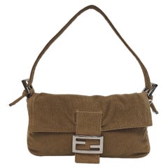 FENDI Baguette Vintage Corduroy Beige Brown Shoulder Bag
