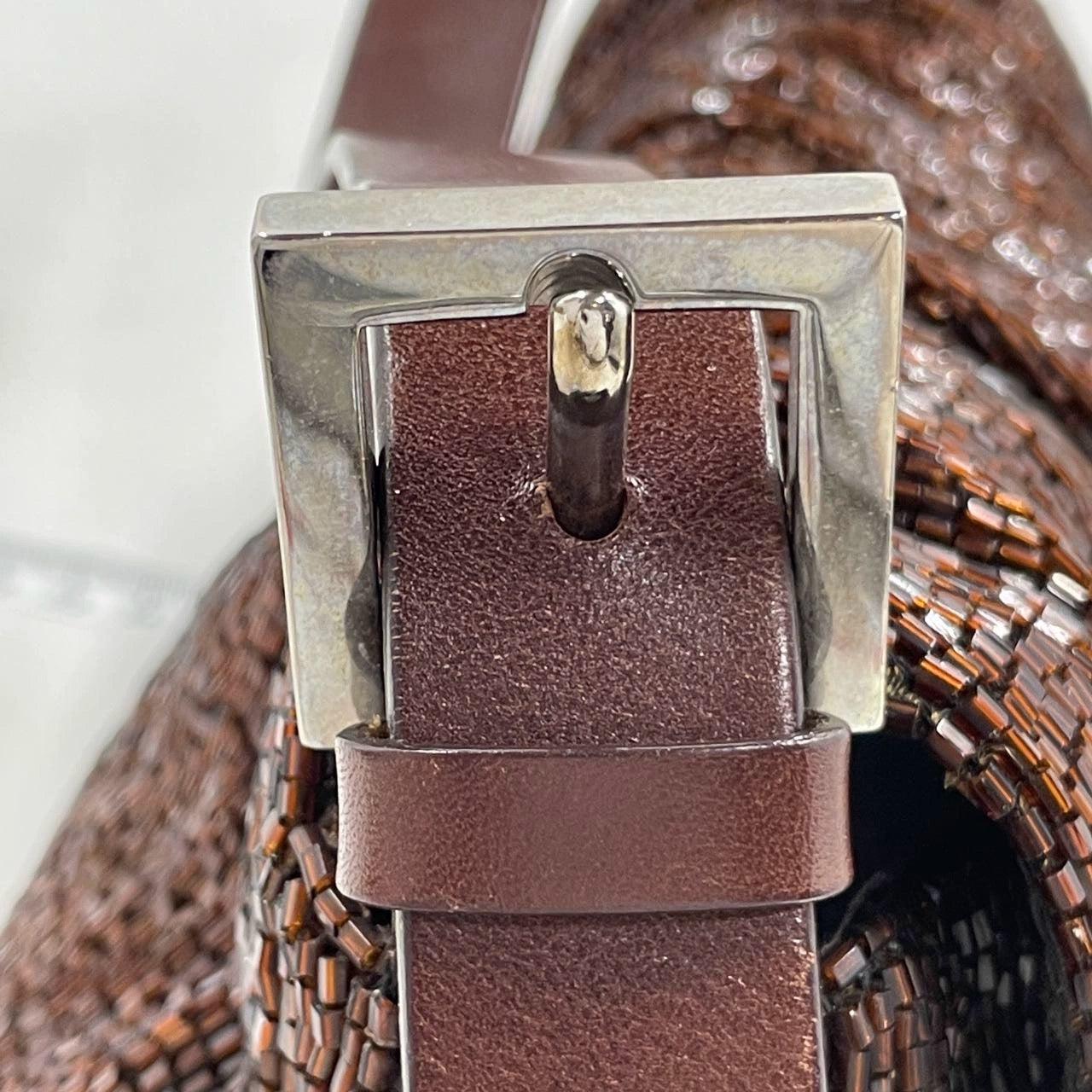 Fendi Baguette Vintage Dark Chocolate Brown Glitter Beads 7
