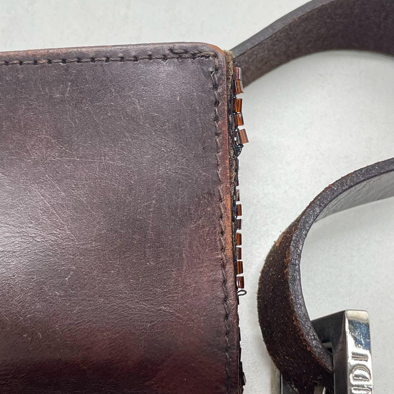 Fendi Baguette Vintage Dark Chocolate Brown Glitter Beads 8