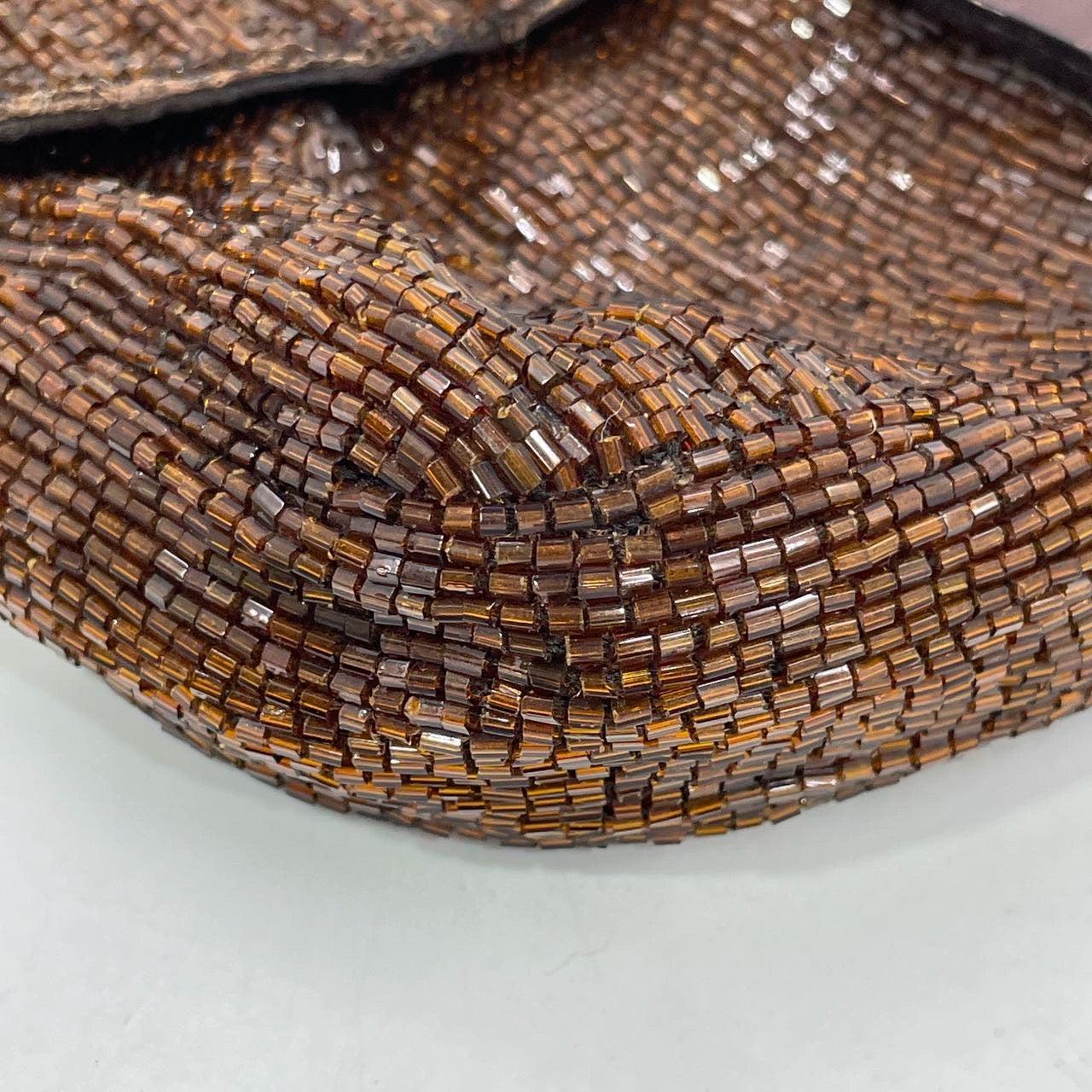 Fendi Baguette Vintage Dark Chocolate Brown Glitter Beads For Sale 10