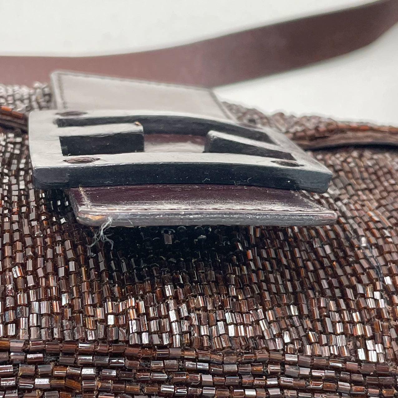 Fendi Baguette Vintage Dark Chocolate Brown Glitter Beads 4