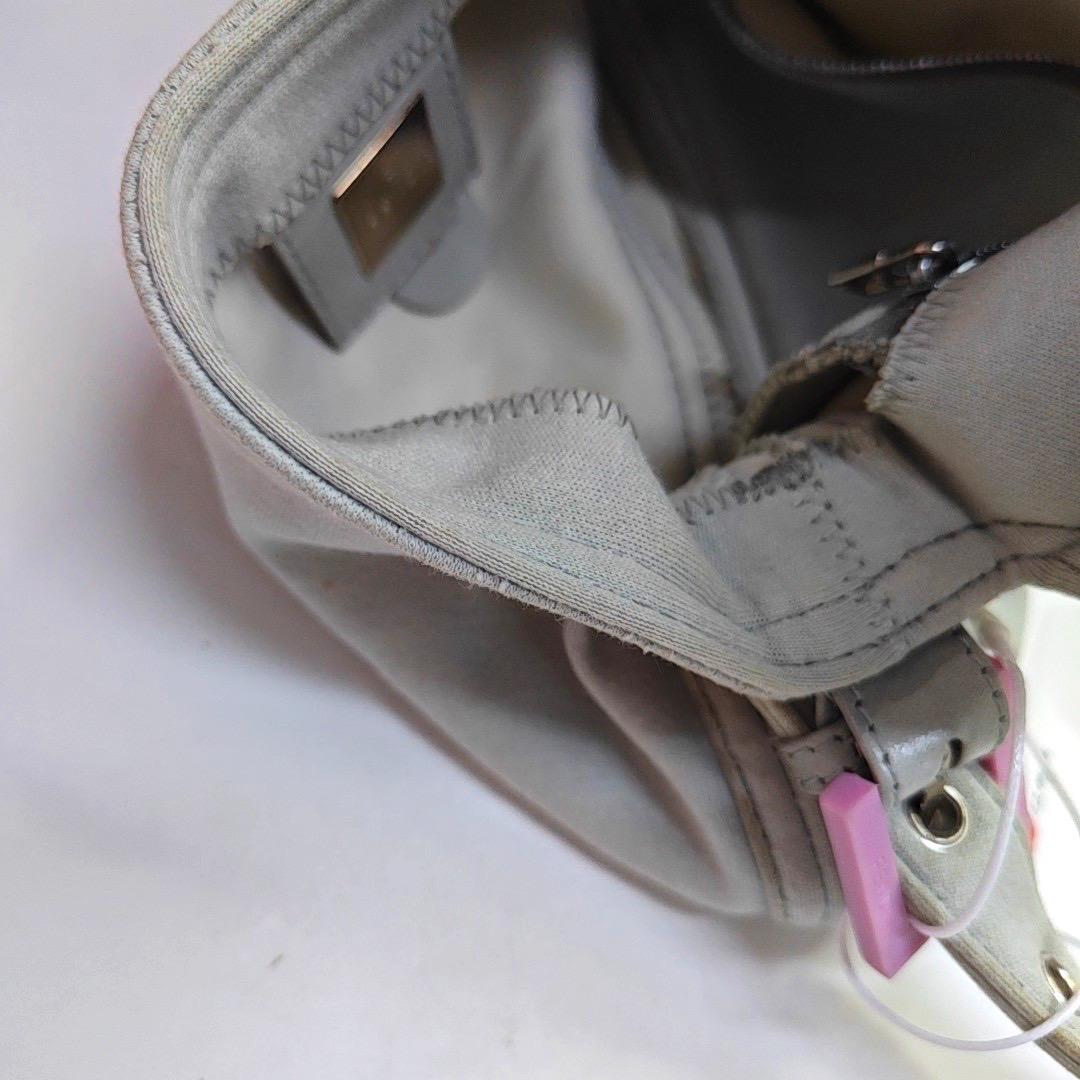 FENDI Baguette Vintage Pale Grey Cloth Pink Buckle For Sale 3