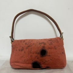 Fendi Baguette Vintage Pony Hair Coral Pink Animal Print