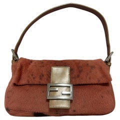 Fendi Baguette Vintage Pony Hair Coral Pink Animal Print