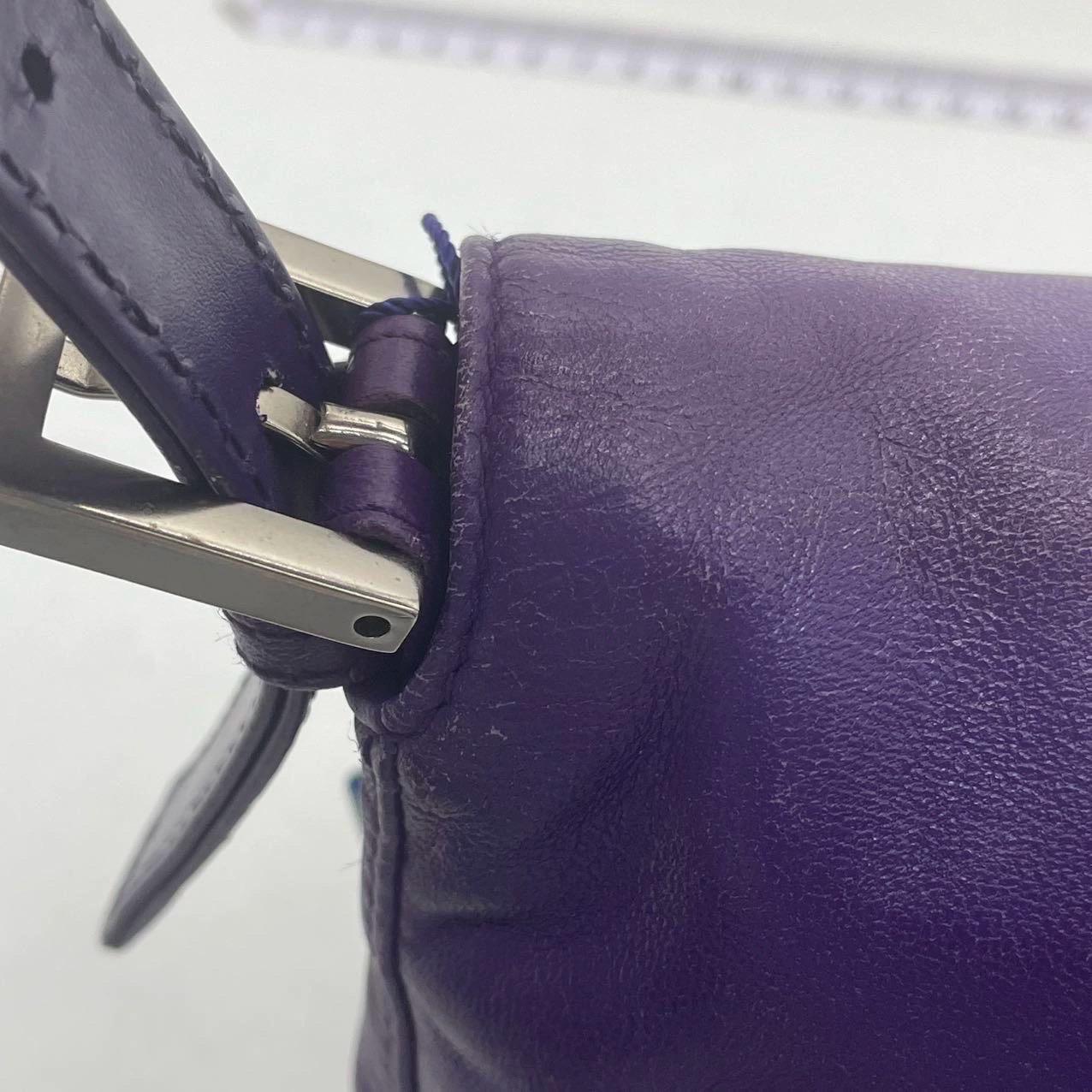 Fendi Baguette Vintage Purple Lambskin Leather Shoulder Bag Silver Hardware im Angebot 9