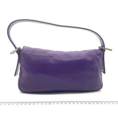 Fendi Baguette Vintage Purple Lambskin Leather Shoulder Bag Silver Hardware
