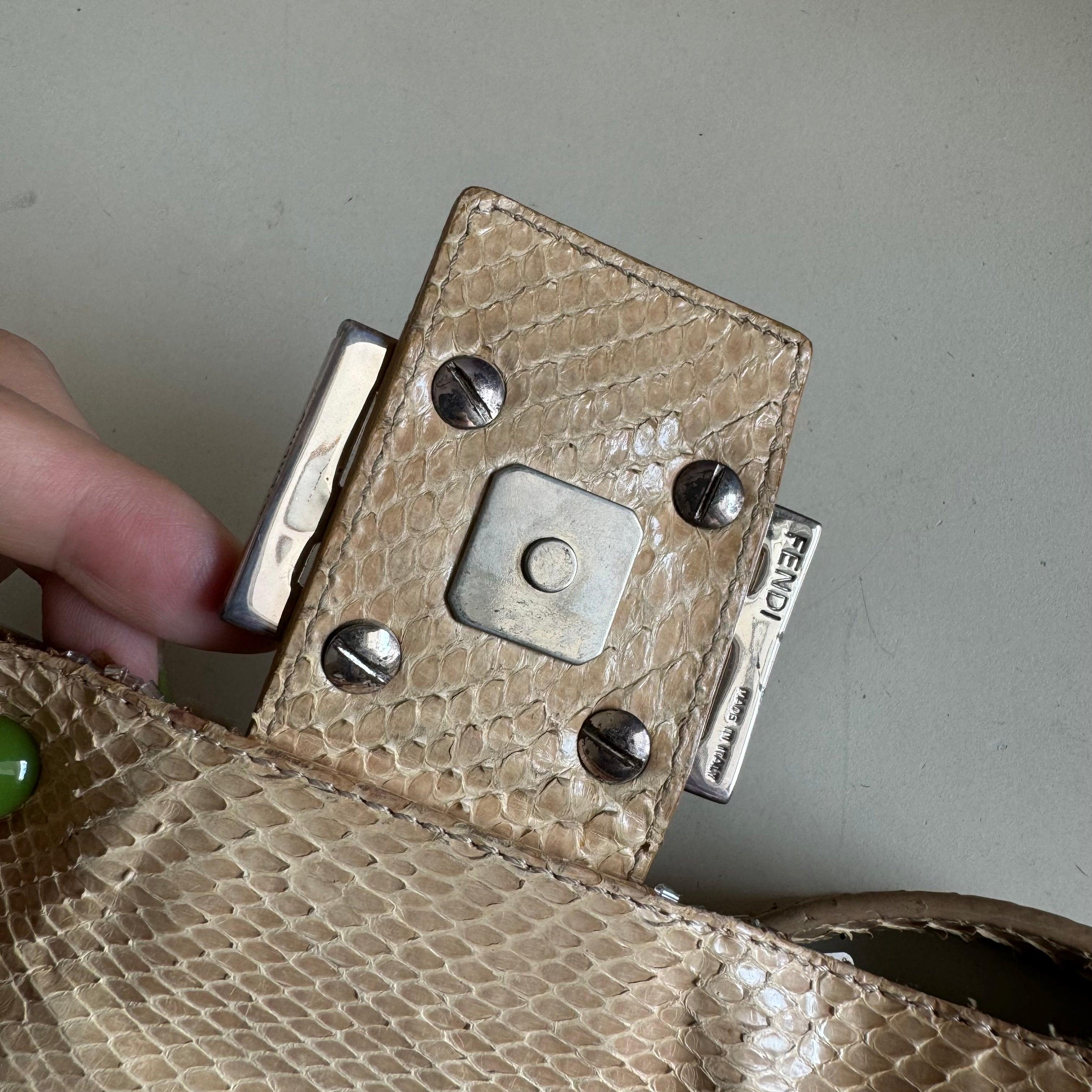 Fendi Baguette Vintage Rare Collectible Gold Sequins and Python leather 9