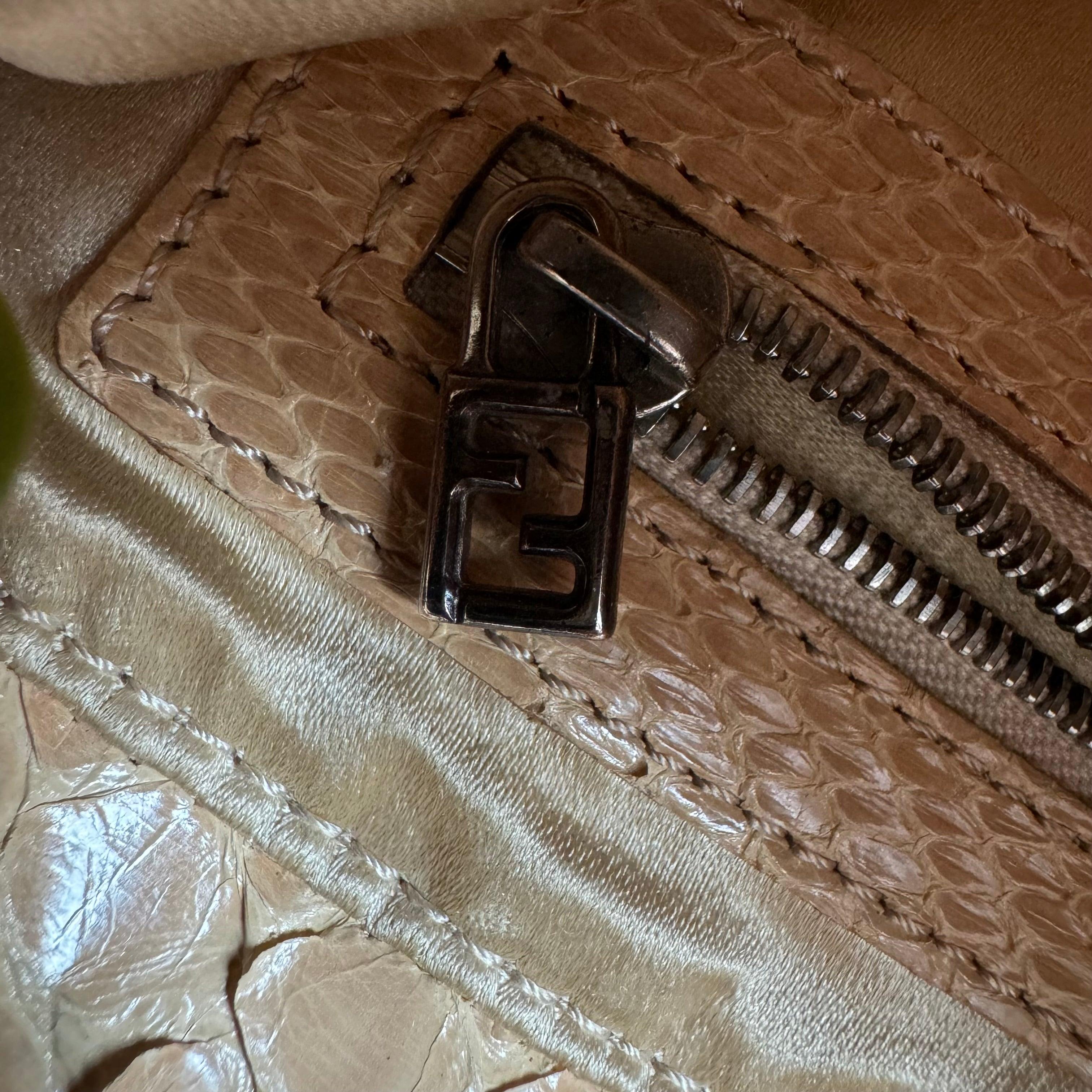 Fendi Baguette Vintage Rare Collectible Gold Sequins and Python leather 15
