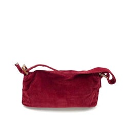 FENDI Baguette Vintage Red Corduroy Shoulder Bag