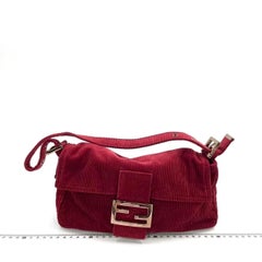 FENDI Baguette Vintage Red Corduroy Shoulder Bag