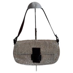 Fendi Baguette Vintage Shoulder bag with Glitter Beige Beads