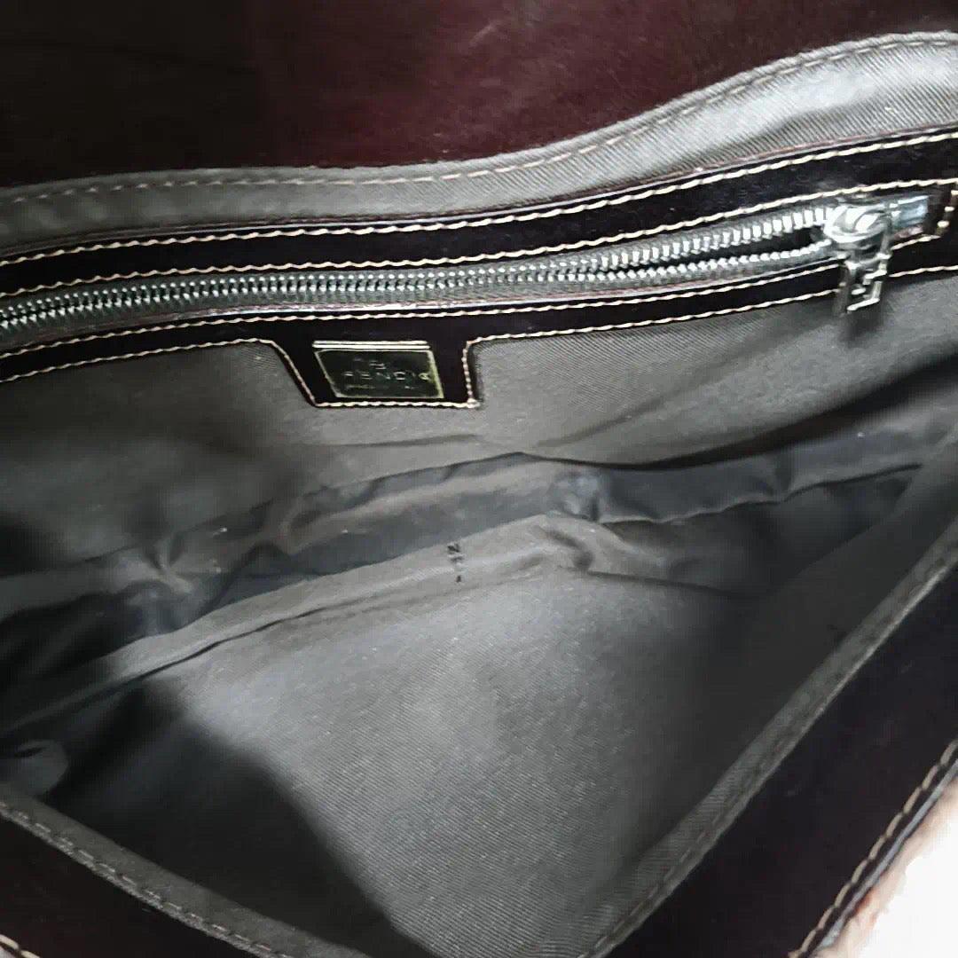 Fendi Baguette Vintage White Glitter Beads Brown Leather In Excellent Condition In AUBERVILLIERS, FR
