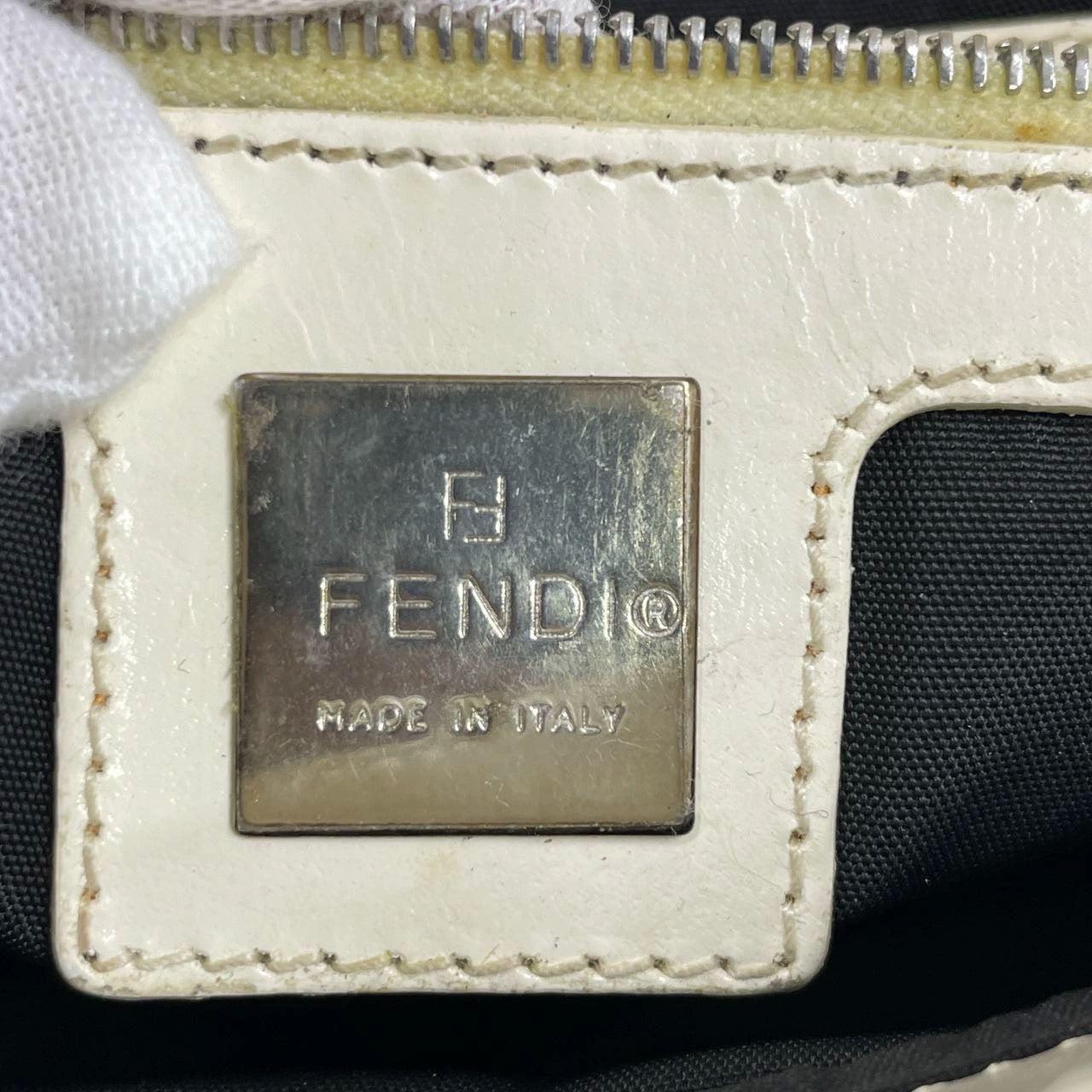 Fendi Baguette Vintage White Glitter Beads Brown Leather 3