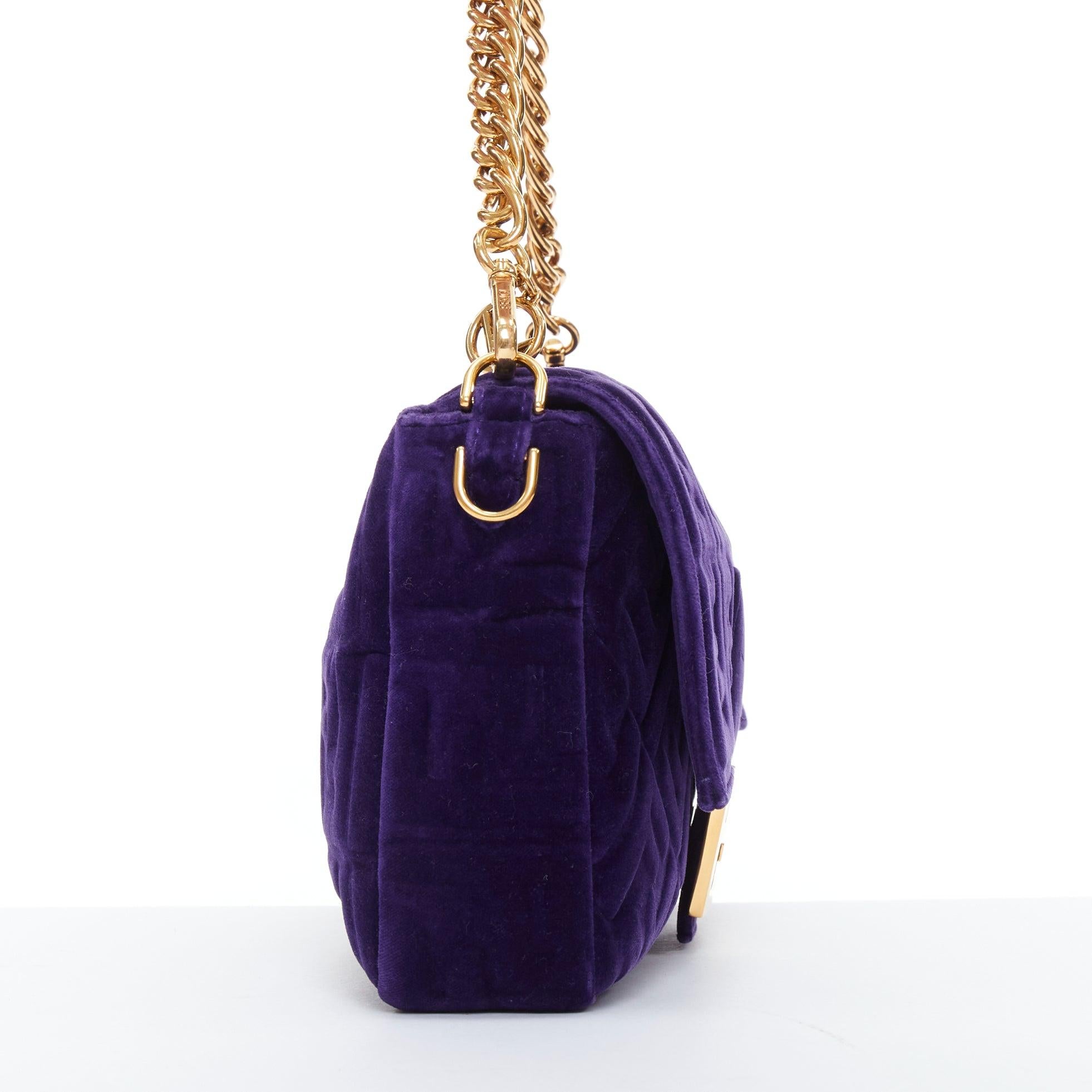 FENDI Baguette Viola Plus Vellto FF embossed purple velvet crossbody bag In Good Condition In Hong Kong, NT