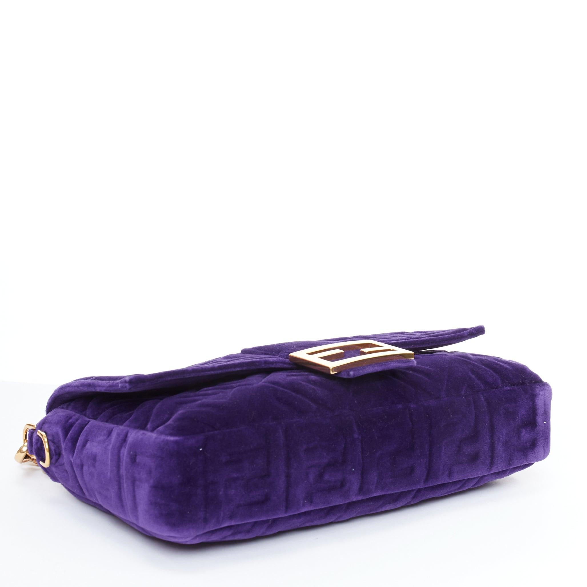 FENDI Baguette Viola Plus Vellto FF embossed purple velvet crossbody bag 1