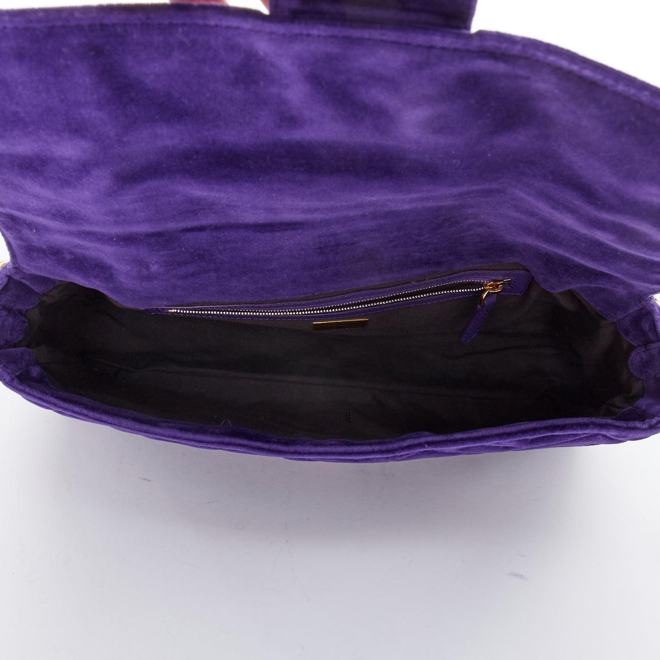 FENDI Baguette Viola Plus Vellto FF embossed purple velvet crossbody bag 4