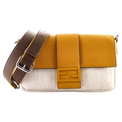 Fendi Baguette Waist Bag Leather and Zucca Canvas