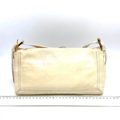 FENDI Baguette White Crinkled Patent Leather Shoulder Bag