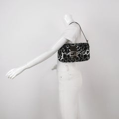 FENDI Baguette White Heart Shaped Sequin Black Shoulder Bag