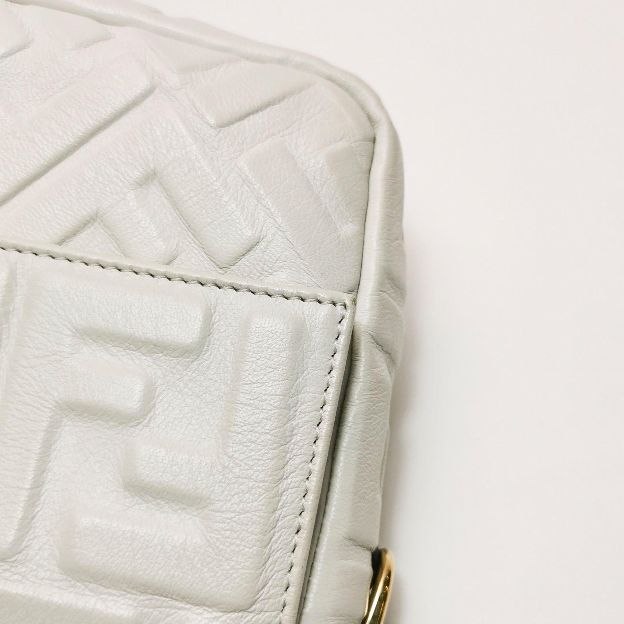 Fendi Baguette White Lambskin Leather Crossbody Bag Medium For Sale 8