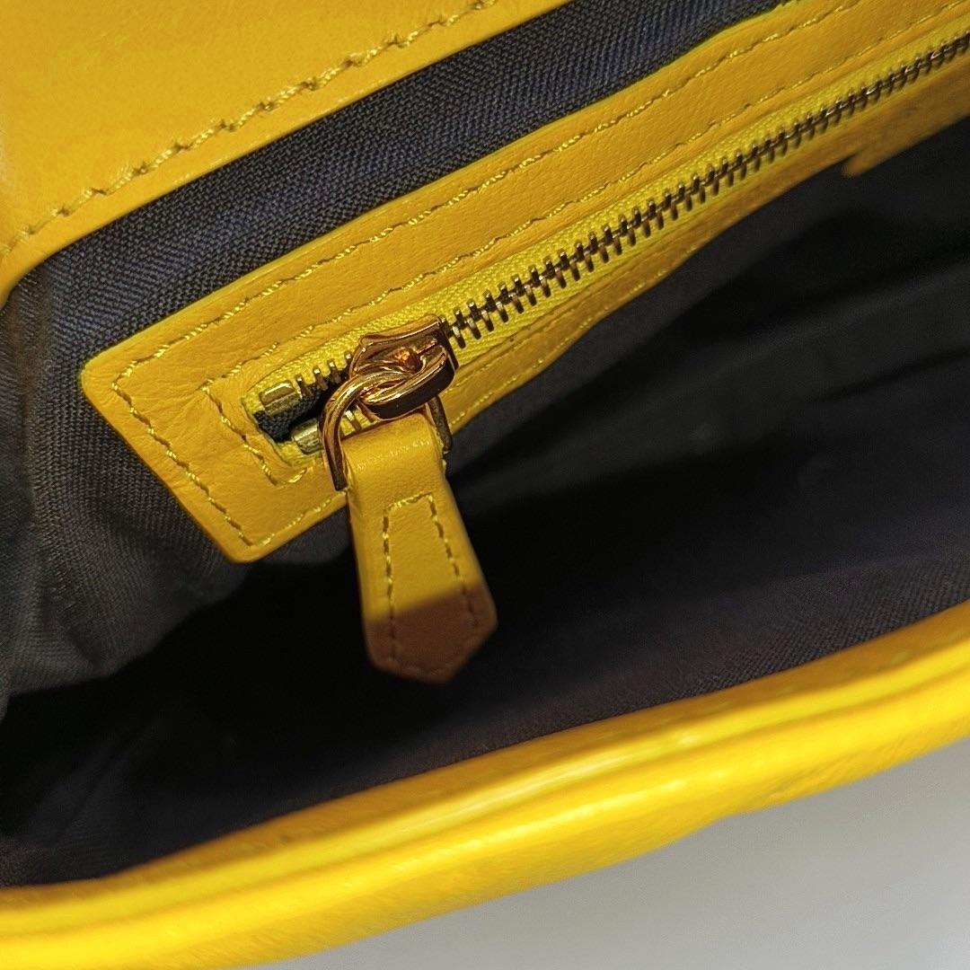 Fendi Baguette Yellow Lambskin Leather 3D FF Embossed Crossbody Bag Medium 7
