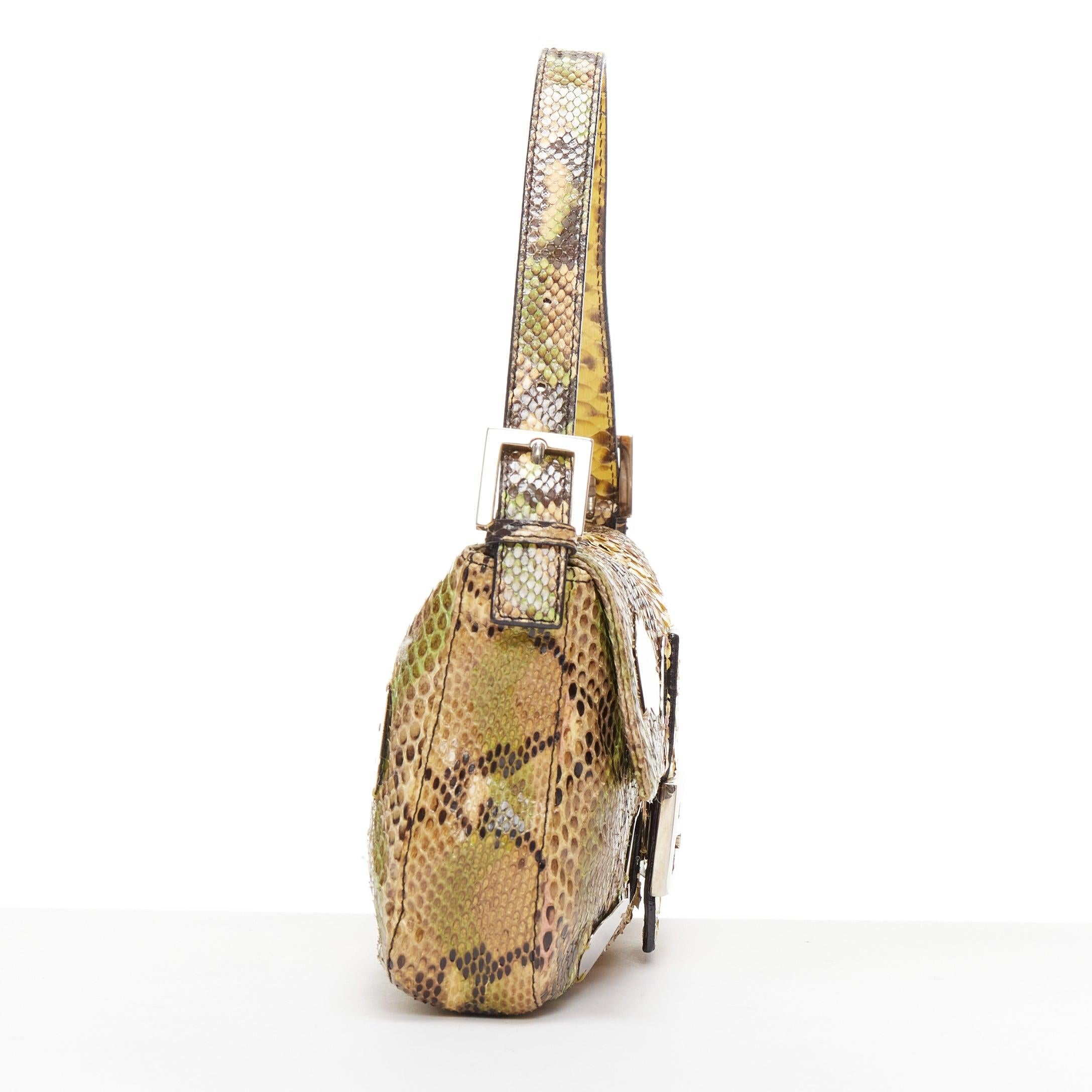 FENDI Baguette yellow ombre scaled leather mirror bead FF logo shoulder bag In Good Condition In Hong Kong, NT
