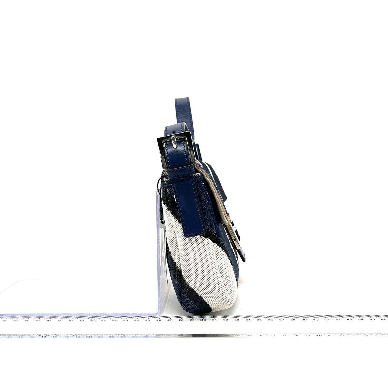 FENDI Baguette Zebra-Stripe à sequins bleu orange blanc 1