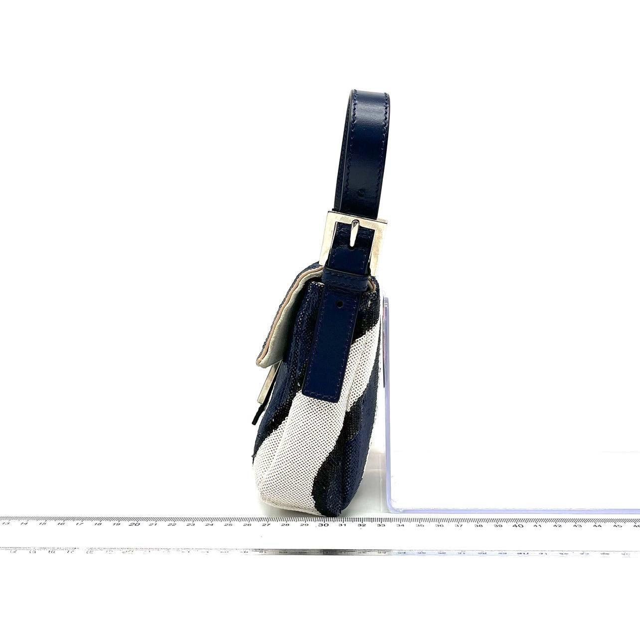 FENDI Baguette Zebra-Stripe à sequins bleu orange blanc 2