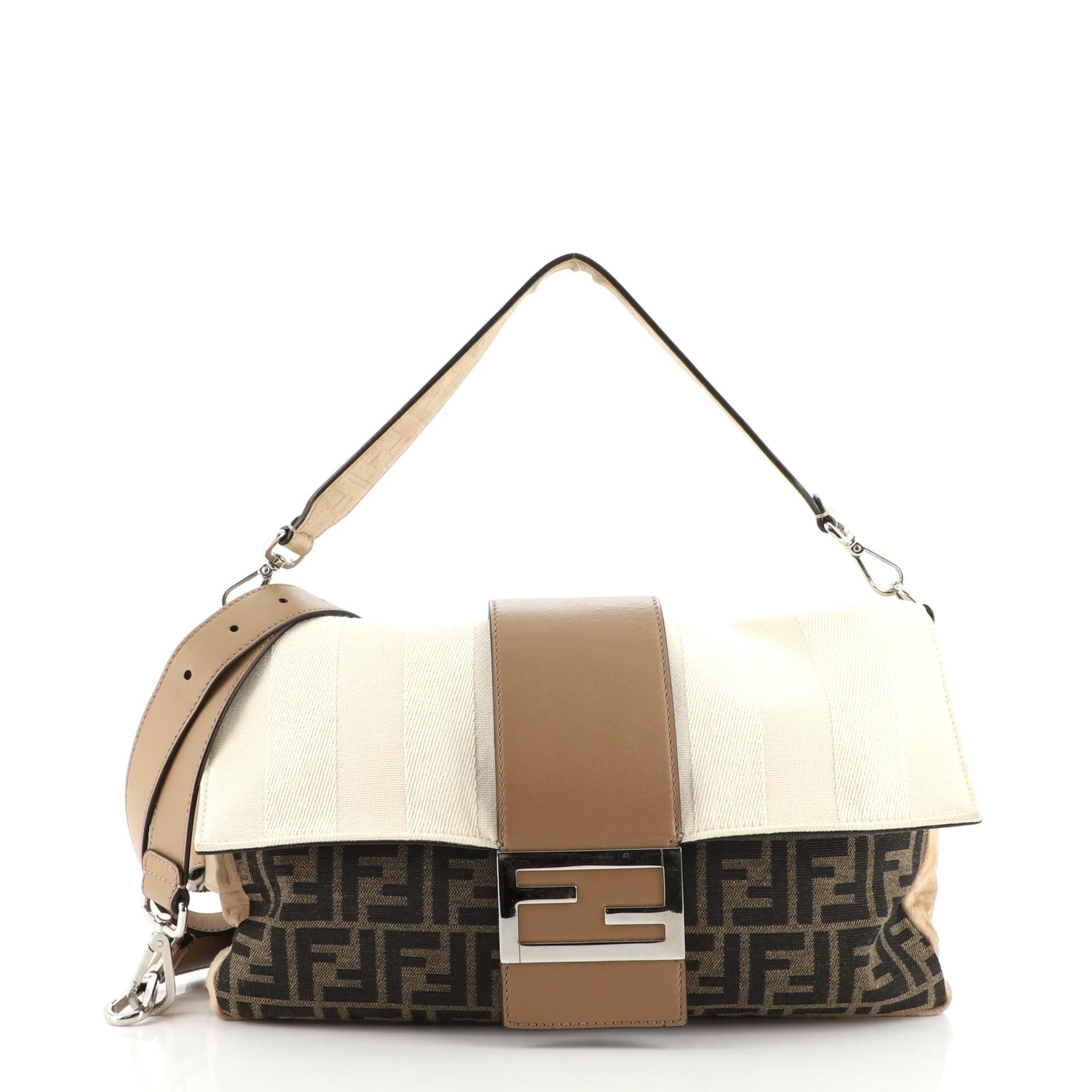 Fendi Baguette Zucca and Pequin Canvas with Zucca Suede Large 1