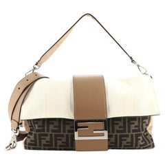 Fendi Baguette Zucca und Pailletten Segeltuch mit Zucca Wildleder groß