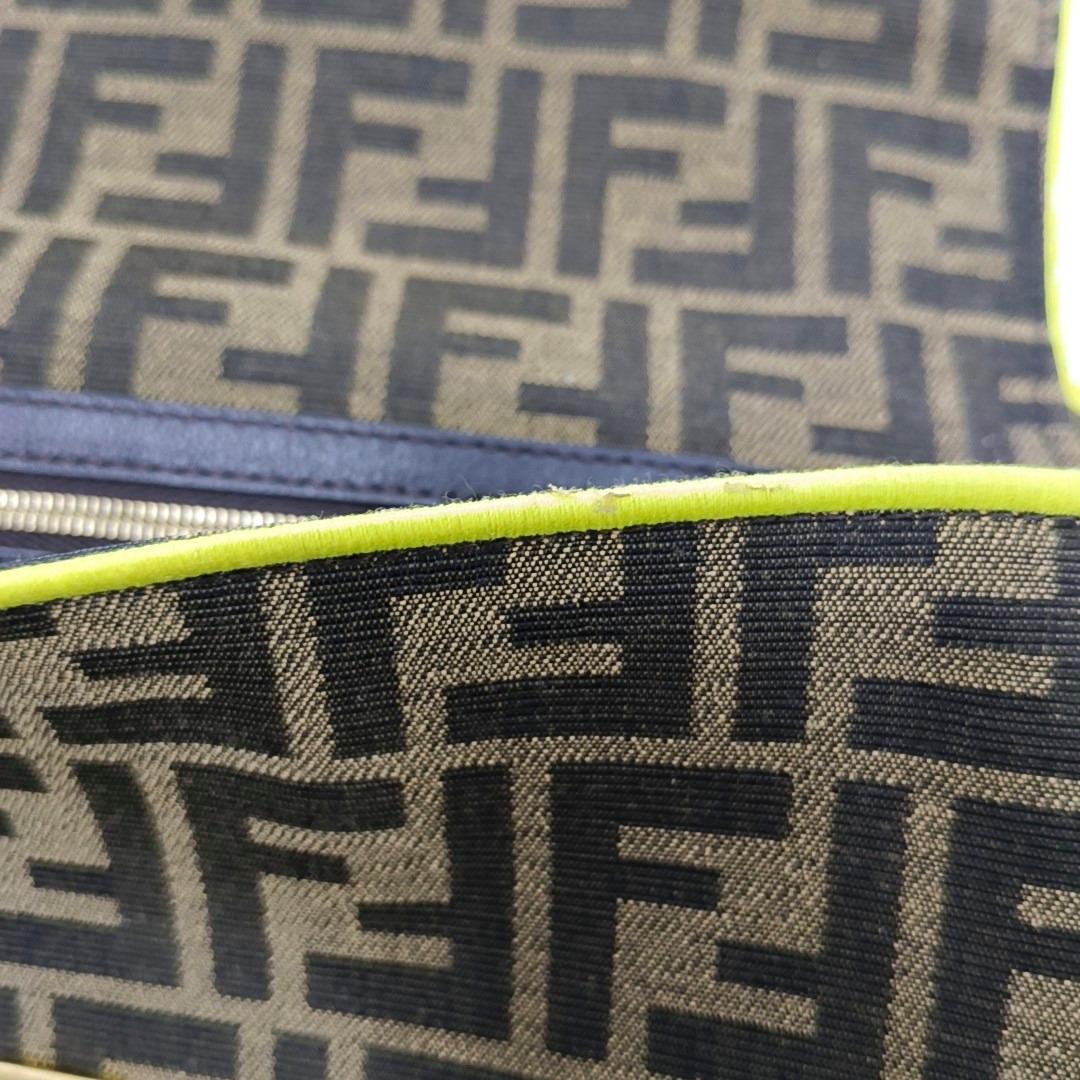 FENDI Baguette Zucca Monogram Canvas with Lime Neon Trimming Medium 5