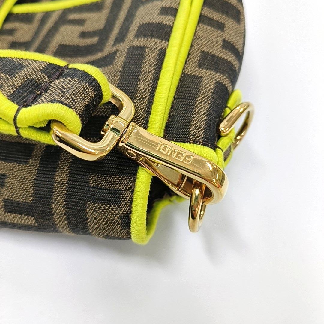FENDI Baguette Zucca Monogram Canvas with Lime Neon Trimming Medium 6