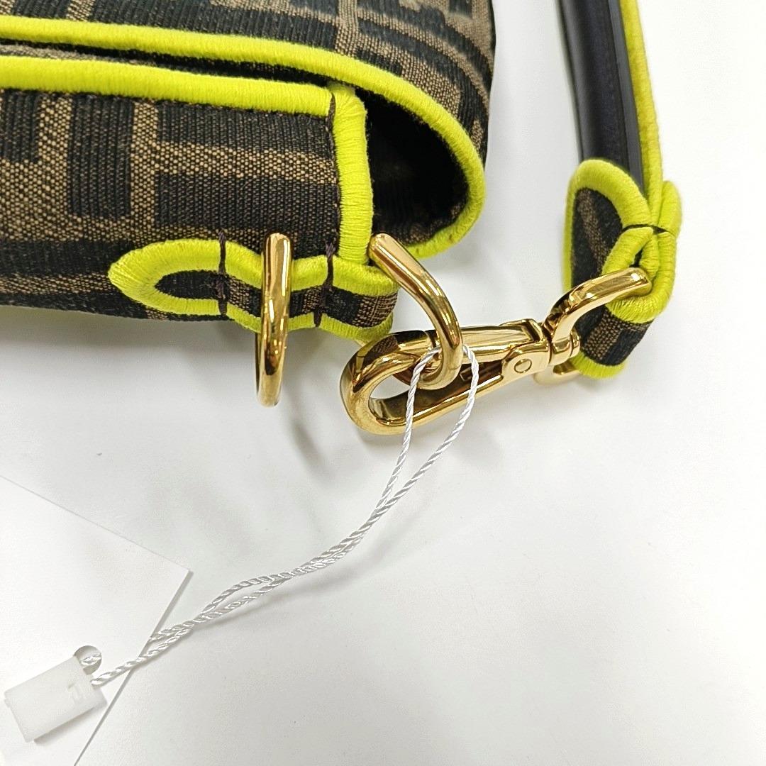 FENDI Baguette Zucca Monogram Canvas with Lime Neon Trimming Medium 7