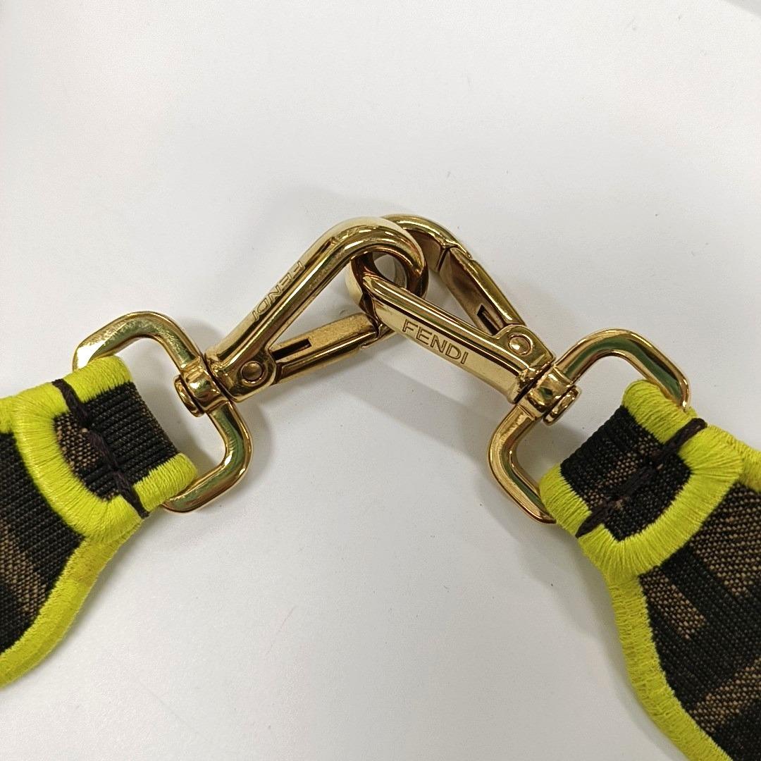 FENDI Baguette Zucca Monogram Canvas with Lime Neon Trimming Medium 9