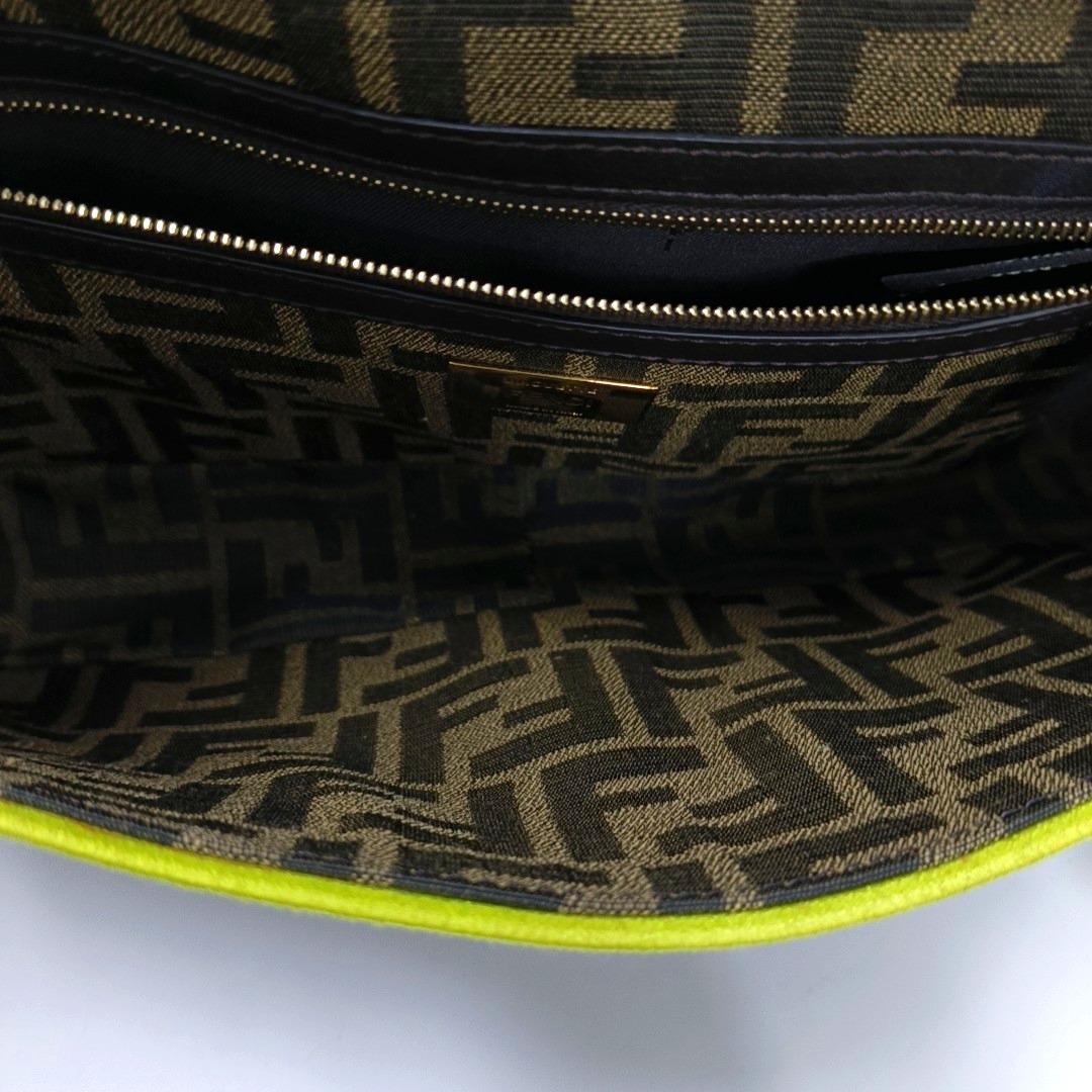 FENDI Baguette Zucca Monogram Canvas with Lime Neon Trimming Medium 2