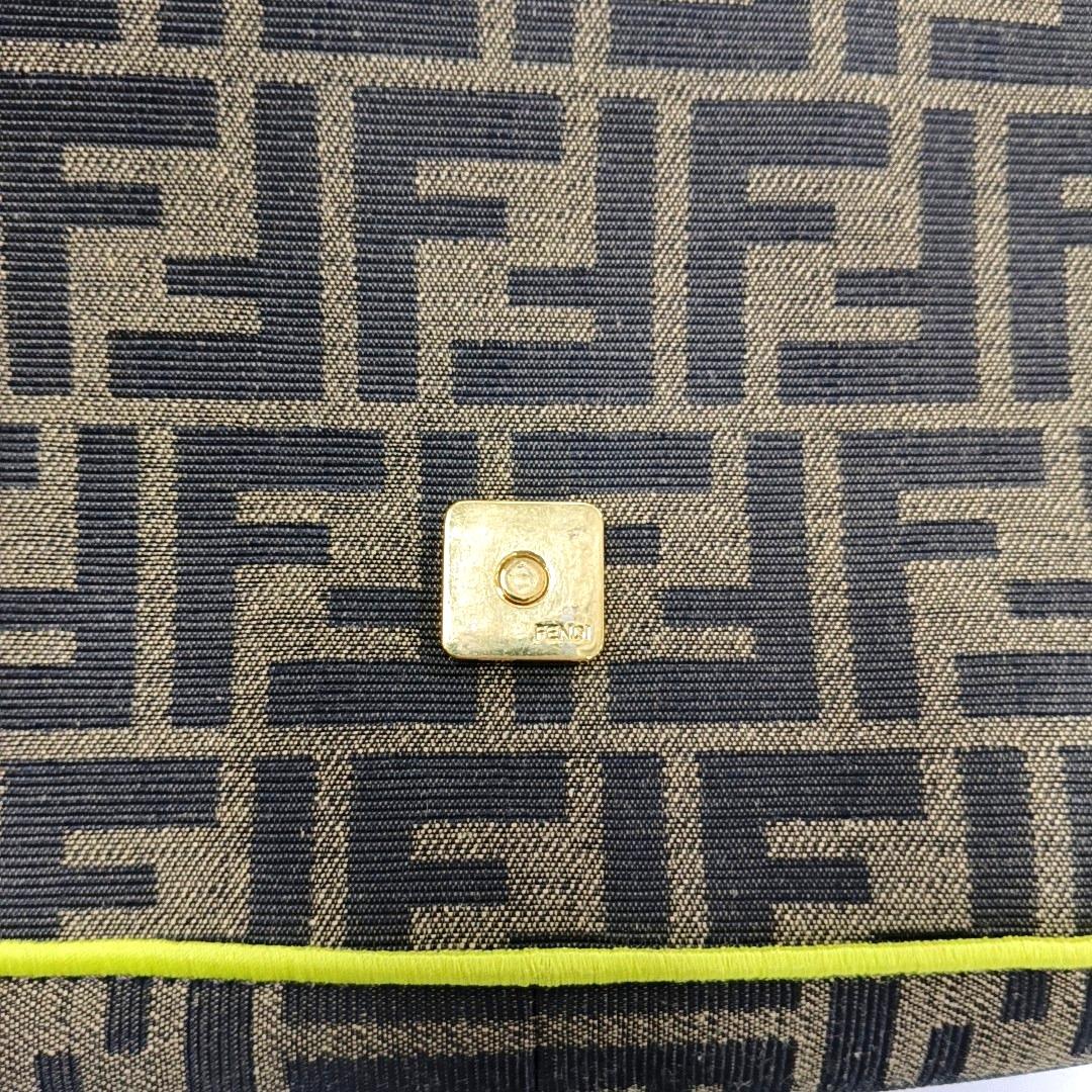 FENDI Baguette Zucca Monogram Canvas with Lime Neon Trimming Medium 3