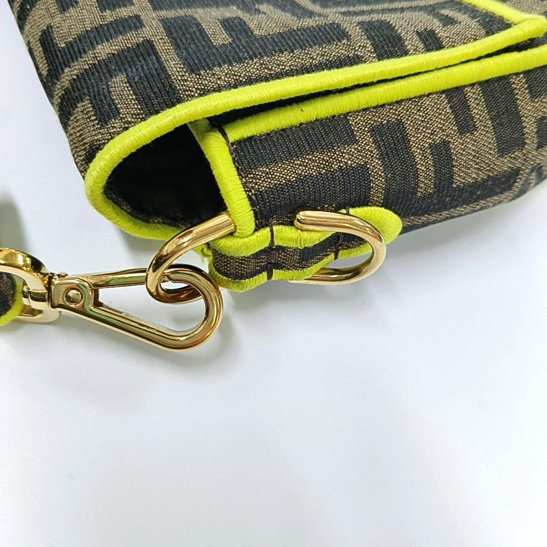 FENDI Baguette Zucca Monogram Canvas with Lime Neon Trimming Medium 4