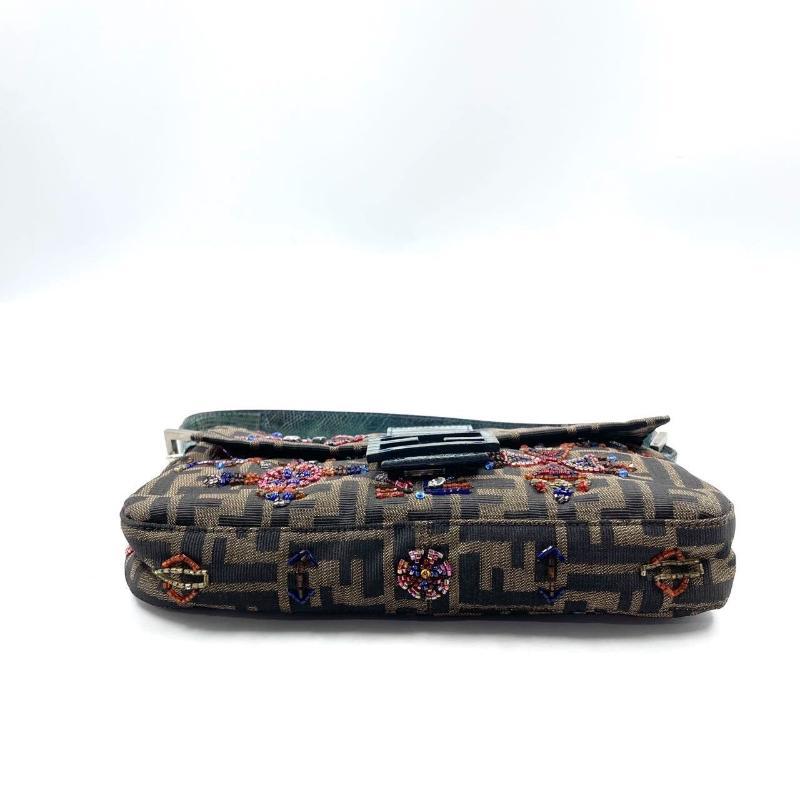 Fendi Baguette Zucca Monogram with Beaded Floral Embroidery 7