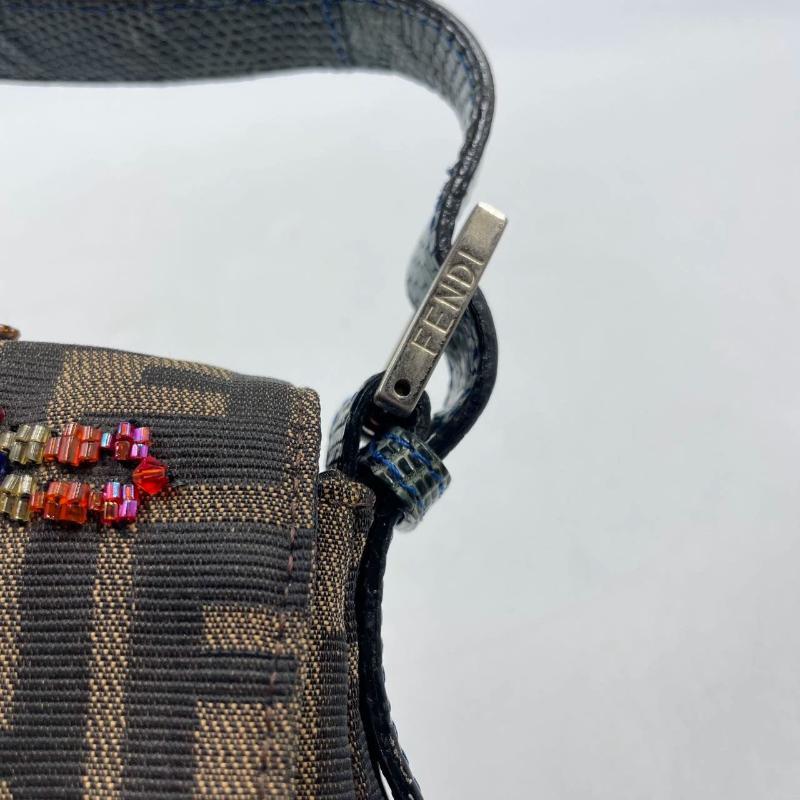 Fendi Baguette Zucca Monogram with Beaded Floral Embroidery 15