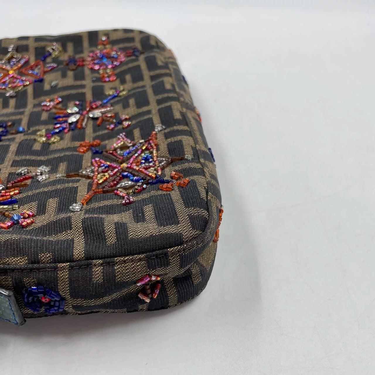 Fendi Baguette Zucca Monogram with Beaded Floral Embroidery 2