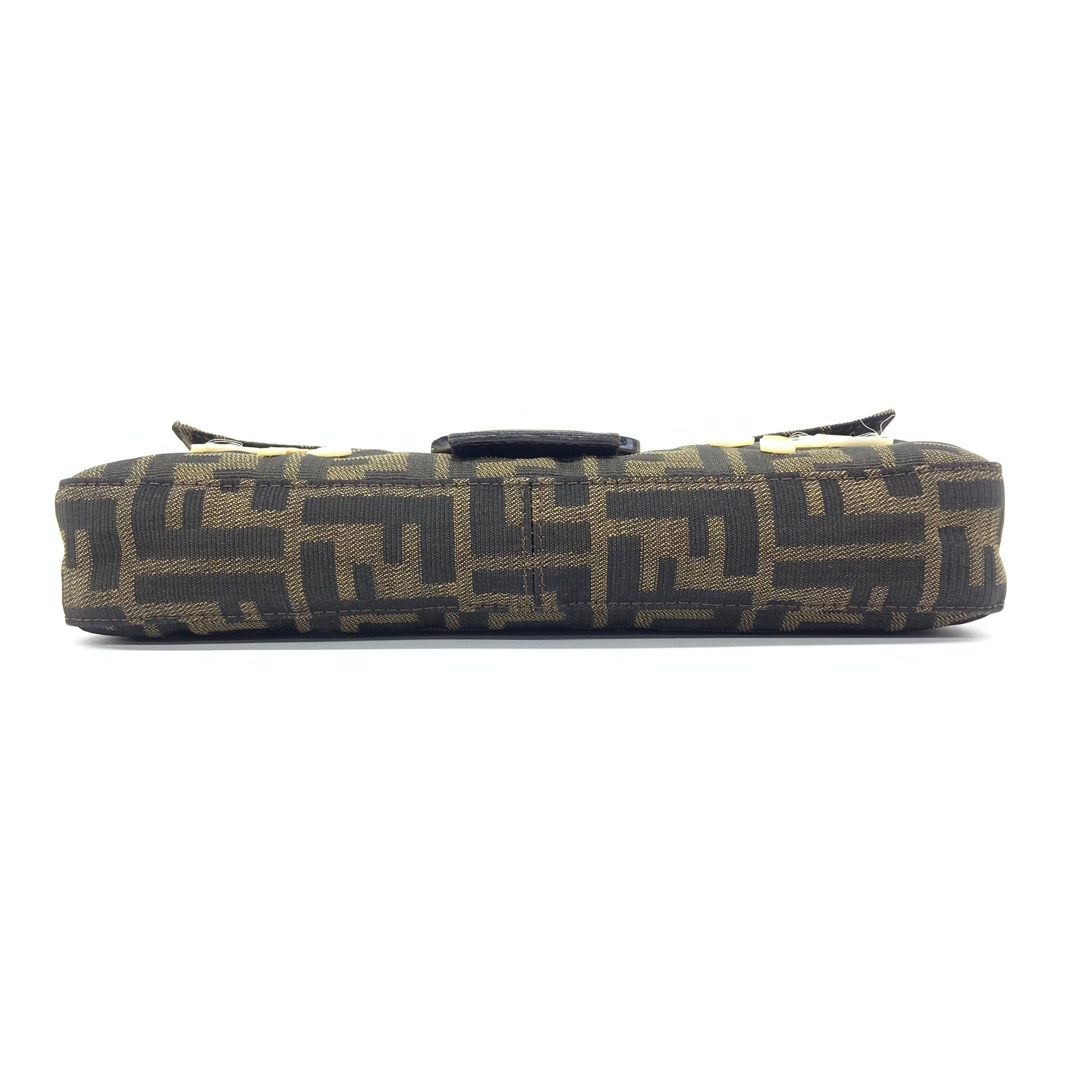 Women's Fendi Baguette Zucca Monogram with Shell Floral Embroidery For Sale