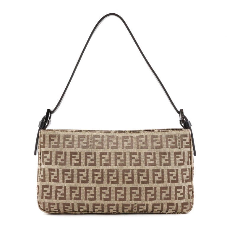 Fendi Fendace Nano Baguette Micro Bag Brown in Leather/Polyester