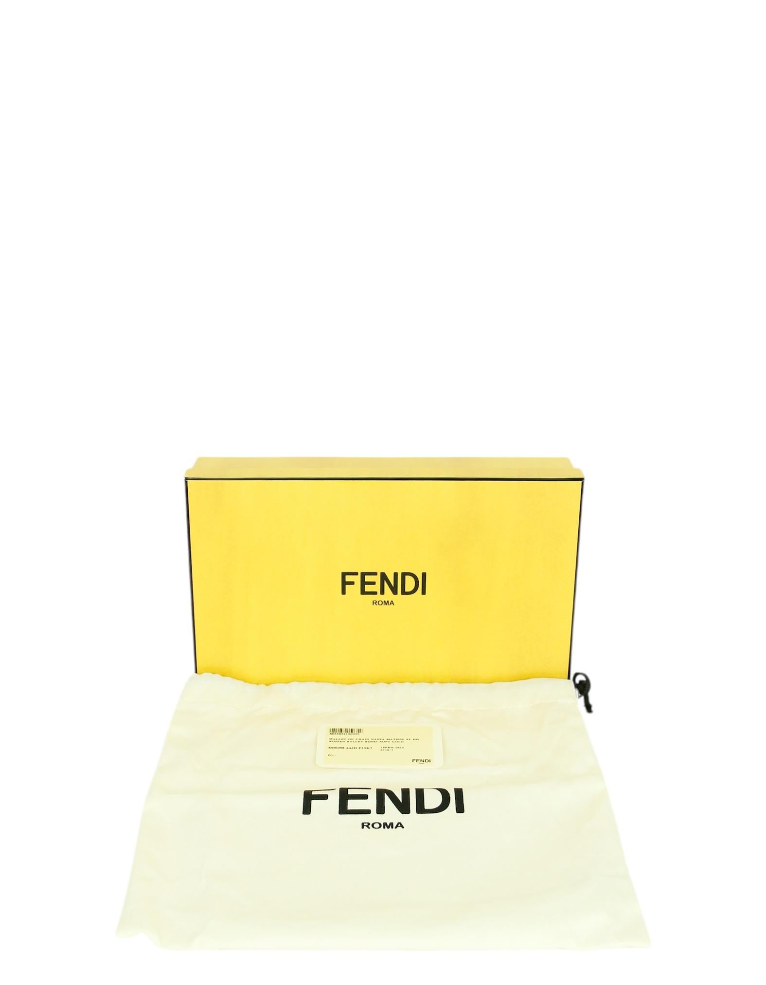 Fendi Ballet Rose Rosa Nappa FF Embossed Wallet On Chain WOC Crossbody Bag in vendita 4