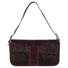 Borsa a spalla "FF" in pelle con fibbia e perline di Fendi